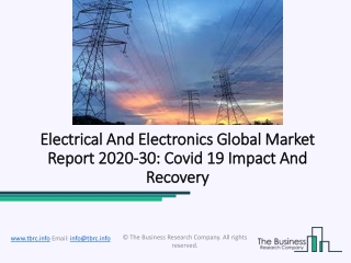 Electrical And Electronics Market Future Demand, Market Analysis And Outlook 2030