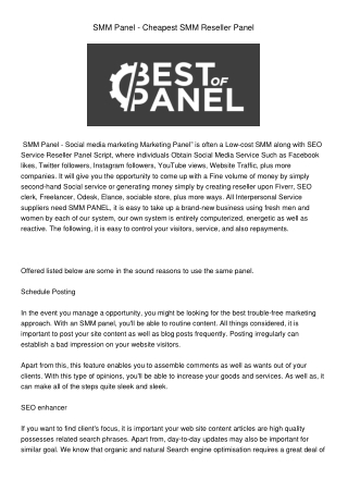 SMM Panel Cheapest SMM Reseller Panel