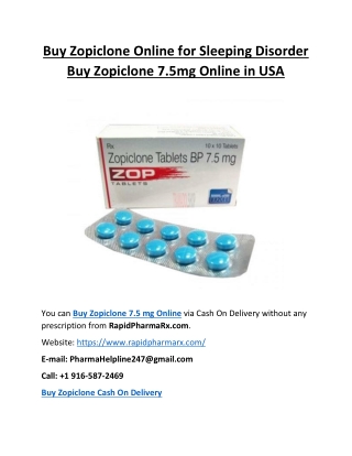 Buy Zopiclone Online for sleeping disorder | Buy Zopiclone 7.5mg Online in USA