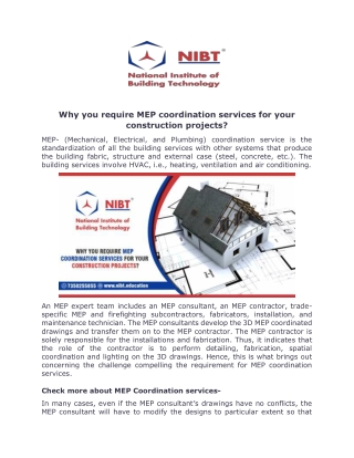 Why you require MEP coordination services for your construction projects?