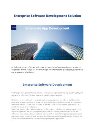 Enterprise Software Development Service in USA - Technosip