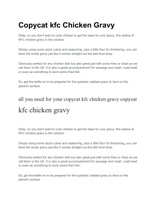 Copycat KFC Chicken Gravy