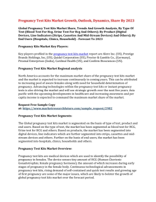 Pregnancy Test Kits Market Growth, Outlook, Dynamics, Share By 2023