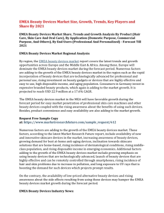 EMEA Beauty Devices Market Size, Growth, Trends, Key Players and Share By 2021
