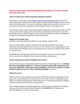 Patient Temperature Monitoring Market Key Players, Trends, Growth, Dynamics By 2023