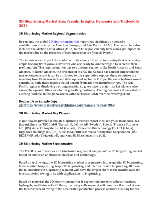 3D Bioprinting Market Size, Trends, Insights, Dynamics and Outlook By 2023