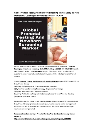 Global Prenatal Testing And Newborn Screening Market Research Report Forecast 2030