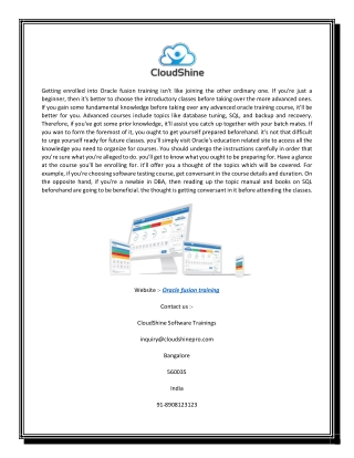 Oracle Fusion Training | CloudShine