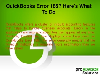 QuickBooks Error 185! Here's What to Do?