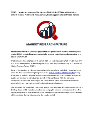 COVID-19 Impact on Human machine interface (HMI) Market 2020 Growth But Future Outlook Remains Positive
