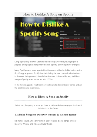 How to Dislike A Spotify Song