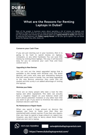 What are the Reasons for Renting Laptops in Dubai?