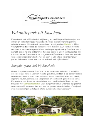Vakantiepark Hessenheem - Vakantiepark Enschede