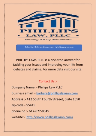 Collection Defense Attorney mn | phillipslawmn.com