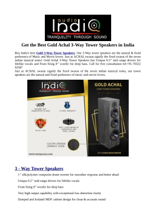 Get the Best Gold Achal 3-Way Tower Speakers in India