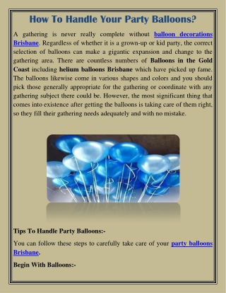 How To Handle Your Party Balloons?