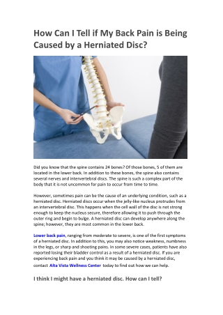 How Can I Tell if My Back Pain is Being Caused by a Herniated Disc?