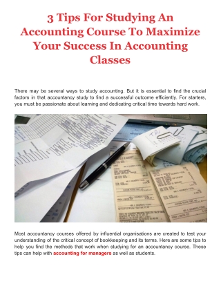 3 Tips For Studying An Accounting Course To Maximize Your Success In Accounting Classes