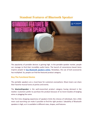 Standout Features of Bluetooth Speaker