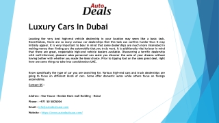 Luxury Cars In Dubai