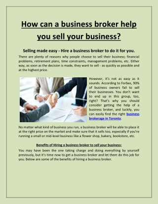 How can a business broker help you sell your business?
