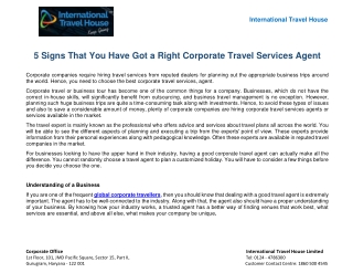 5 Signs That You Have Got a Right Corporate Travel Services Agent