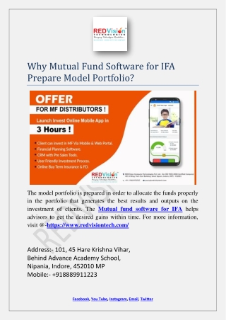 Why Mutual Fund Software for IFA Prepare Model Portfolio?