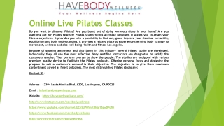 Online Live Pilates Classes