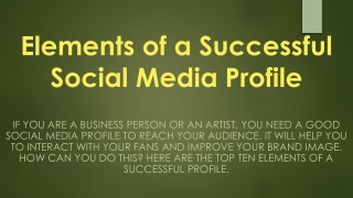 Elements of a Successful Social Media Profile