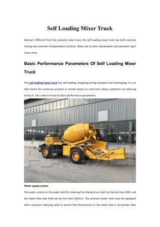 Self Loading Mixer Truck