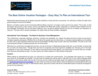 The Best Online Vacation Packages – Easy Way To Plan an International Tour