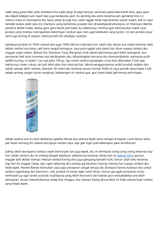 Versi Baru Dari Review Batiste Dry Shampoo Indonesia 2020