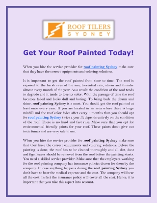 Get Your Roof Painted Today!