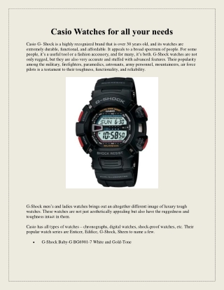 Casio Watches for all your needs