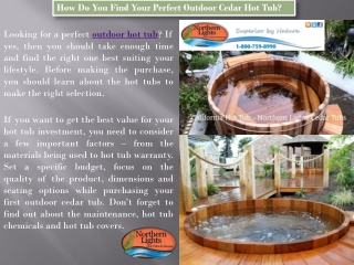 Quality Outdoor Hot Tub - Northern Lights Cedar Tubs
