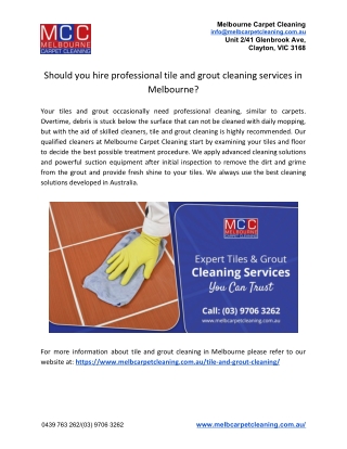 Should you hire professional tile and grout cleaning services in Melbourne?