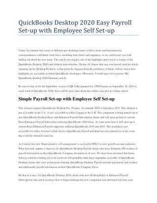 QuickBooks Desktop 2020 Easy Payroll Set Up