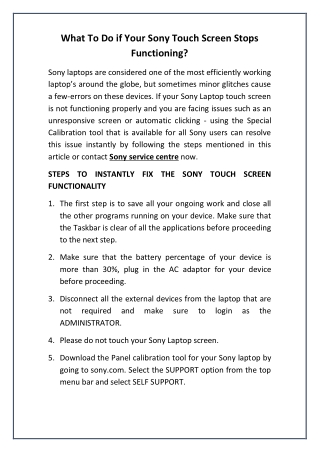 What To Do if Your Sony Touch Screen Stops Functioning?