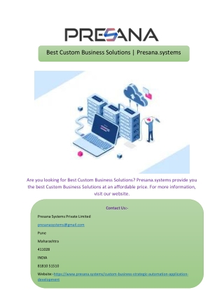 Best Custom Business Solutions | Presana.systems