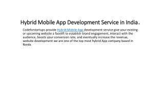 Hybrid mobile app development service in India