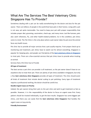 Best Veterinary Clinic Singapore