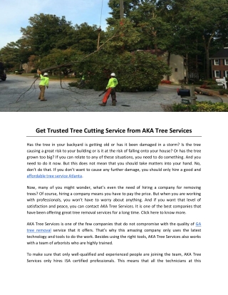 Get Trusted Tree Cutting Service from AKA Tree Services