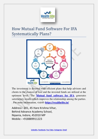 How Mutual Fund Software For IFA Systematically Plans?