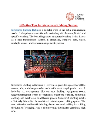 Effective Tips for Structured Cabling System