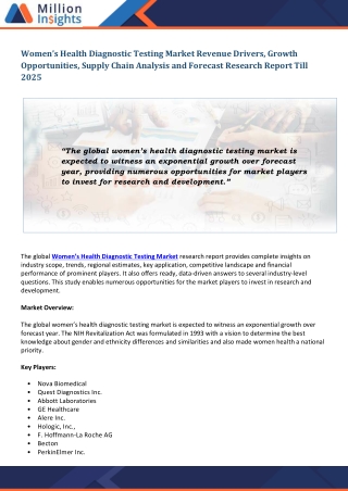 Women’s Health Diagnostic Testing Market