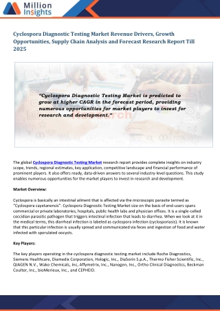 Cyclospora Diagnostic Testing Market