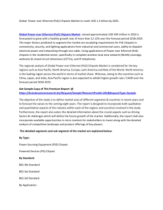 Europe Power over Ethernet (PoE) Chipsets Market 2020 Analysis by Size, Share, Growing Demand