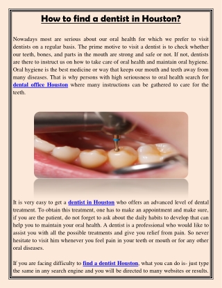 How to find a dentist in Houston?