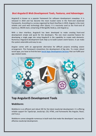 Best AngularJS Web Development Tools, Features, and Advantages