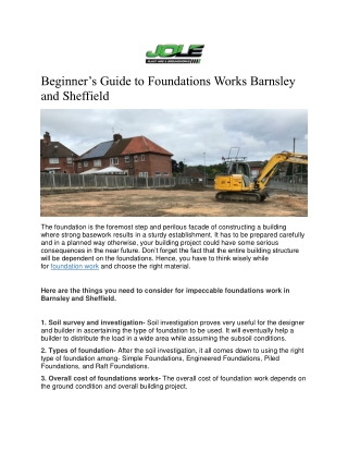 Beginner’s Guide to Foundations Works Barnsley and Sheffield